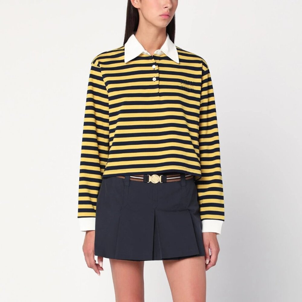 Miu Miu Women's Yellow Striped Polo Shirt